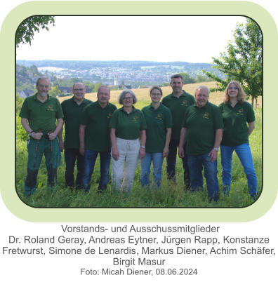 Vorstands- und Ausschussmitglieder Dr. Roland Geray, Andreas Eytner, Jürgen Rapp, Konstanze Fretwurst, Simone de Lenardis, Markus Diener, Achim Schäfer, Birgit Masur Foto: Micah Diener, 08.06.2024