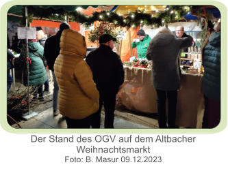 Der Stand des OGV auf dem Altbacher Weihnachtsmarkt Foto: B. Masur 09.12.2023