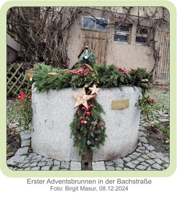 Erster Adventsbrunnen in der Bachstraße Foto: Birgit Masur, 08.12.2024