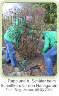 J. Rapp und A. Schäfer beim Schnittkurs für den Hausgarten  Foto: Birgit Masur, 09.03.2024