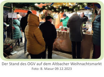 Der Stand des OGV auf dem Altbacher Weihnachtsmarkt Foto: B. Masur 09.12.2023