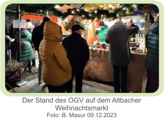 Der Stand des OGV auf dem Altbacher Weihnachtsmarkt Foto: B. Masur 09.12.2023