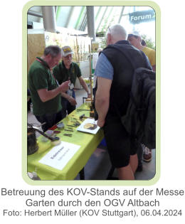 Betreuung des KOV-Stands auf der Messe Garten durch den OGV Altbach  Foto: Herbert Müller (KOV Stuttgart), 06.04.2024