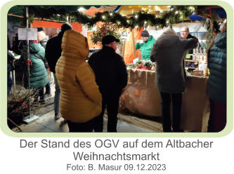 Der Stand des OGV auf dem Altbacher Weihnachtsmarkt Foto: B. Masur 09.12.2023