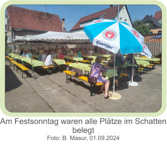 Am Festsonntag waren alle Plätze im Schatten belegt Foto: B. Masur, 01.09.2024